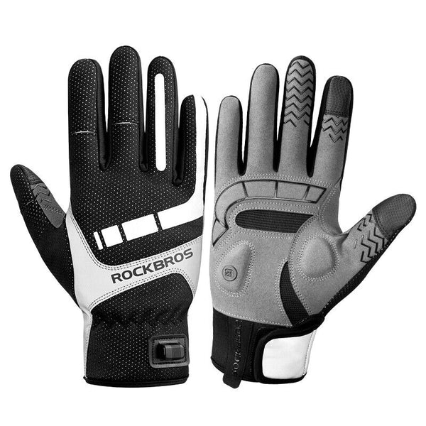 MTB Heated Gloves Large for Mountain Road Bike Breathable Winter Autumn Cycling Camping Running Outdoor Sport Rockbros